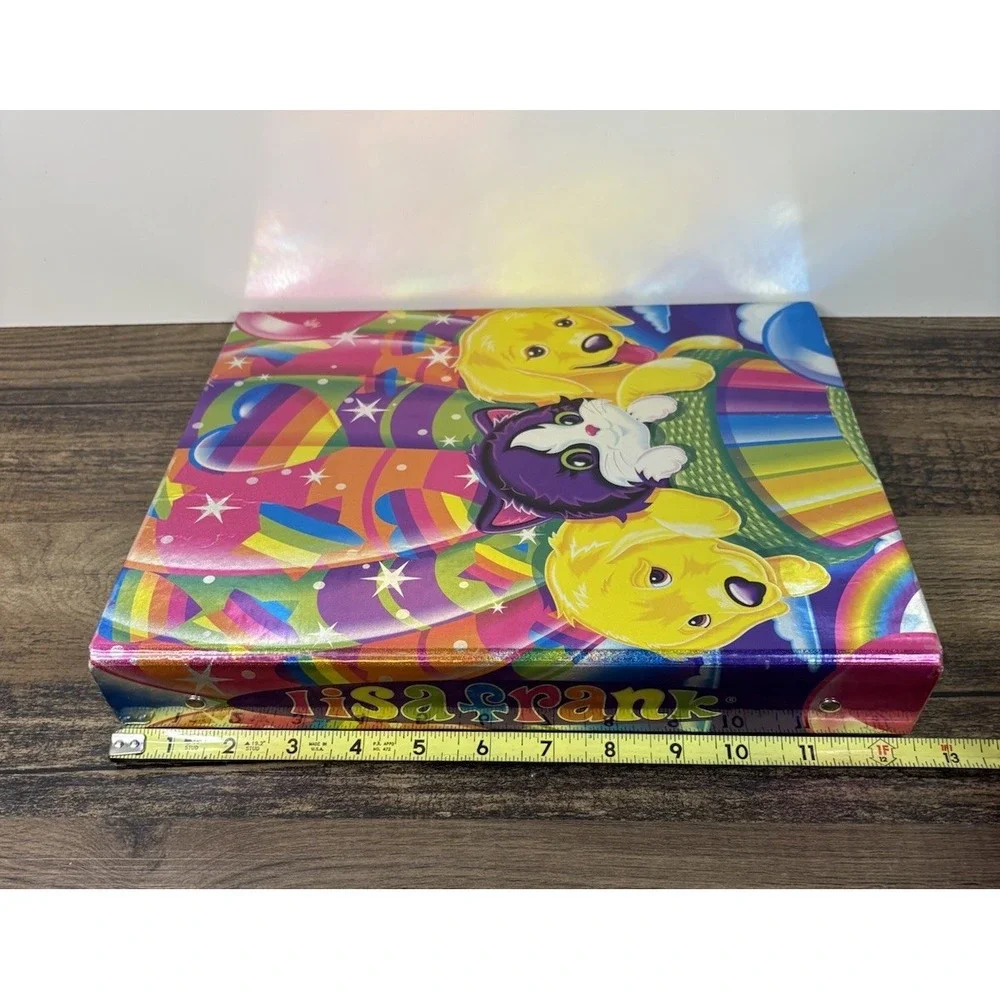 Vintage Lisa Frank 3 Ring Binder Hot Air Balloon Kittens Labrador Puppies